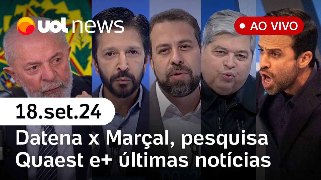 Datena x Pablo Marçal, nova pesquisa Quaest em SP, Lula e MTST; X no Brasil e+ notícias | UOL News