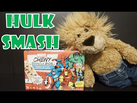 HULK SMASH Surprise Chewy Granola Marvel Surperhero Snack Kids Toy Review by LuckyLionBear