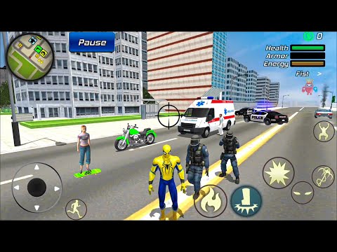 Spider Rope Hero Gangster Crime Simulator #67 - Ambulance and Bike at Vegas City - Android Gameplay