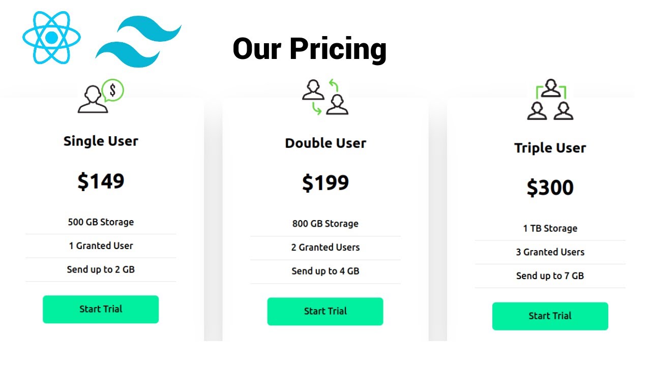 Create Pricing Plan Cards using React JS & Tailwind CSS