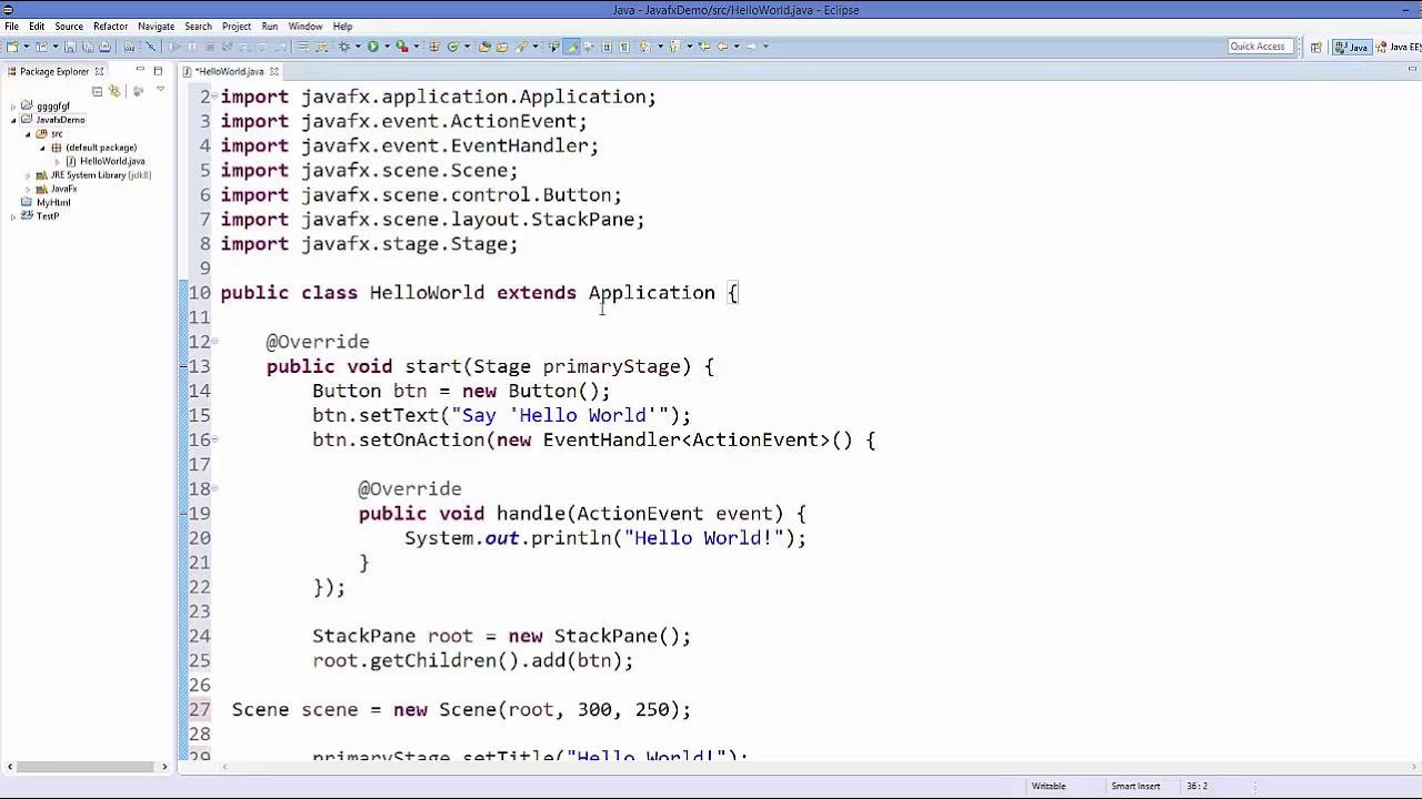Creating First JavaFx Application In Eclipse IDE