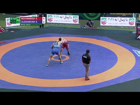 Round 3 FS - 97 kg: A. MOHAMMADI (IRI) df. B. ULZIISAIKHAN (MGL) by FALL, 4-1
