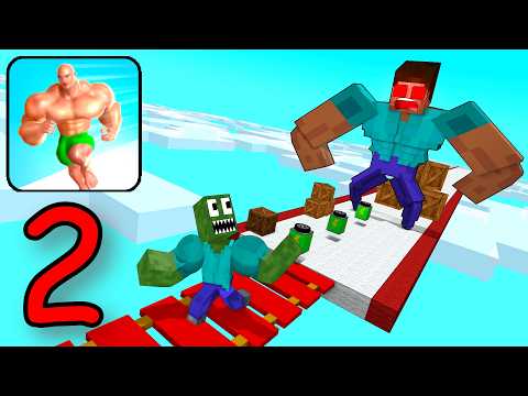 Minecraft Mobs : MUSCLE RUSH RUN CHALLENGE 2 - Minecraft Animation