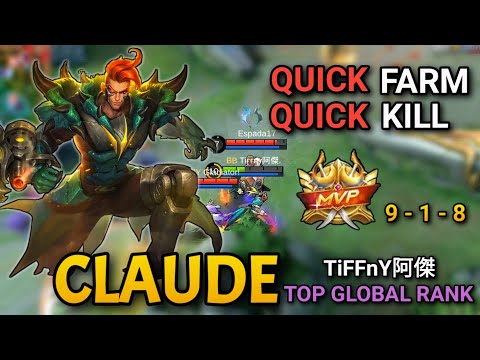 Claude Clearing Enemy and Farm Super Fast | Mecha Dragon Epic Skin | Mobile Legends