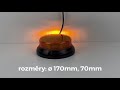 LED maják oranžový 12V / 24V - 32x 0,5W LED / ECE R65 R10 / s magnetickým uchytením (ø 170x70mm) - Video Youtube