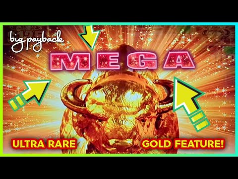 ULTRA RARE MEGA Gold Feature → HUGE WIN on Buffalo Mega Stampede Slots!