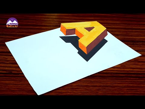 How To Drawing 3D Floating Letter "A" / 3D Trick Art on paper