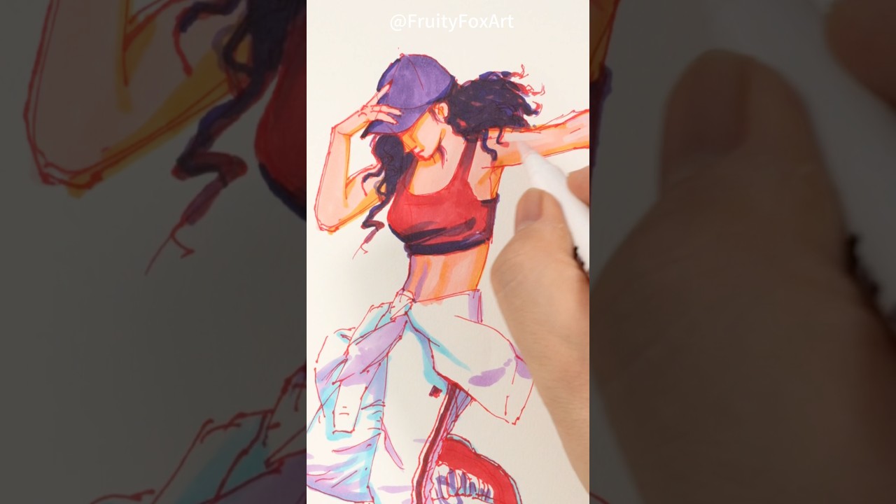 Free Style female anatomy drawing sketch from photo reference dancing girl