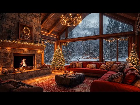 Cozy Christmas Ambience 🎄 Relaxing Christmas Jazz Instrumental Music & Crackling Fireplace Sounds 🔥