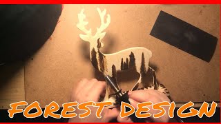 Woodburning || Wooden Deer forest design