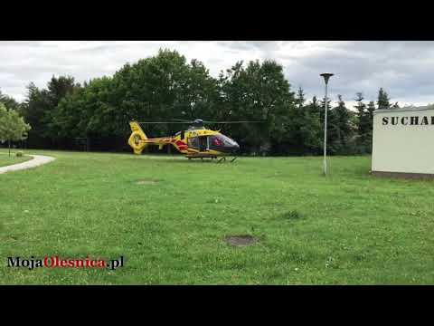 12.08.2017 Oleśnica - lądowanie śmigłowca LPR-u przy ul. Sucharskiego w Oleśnicy