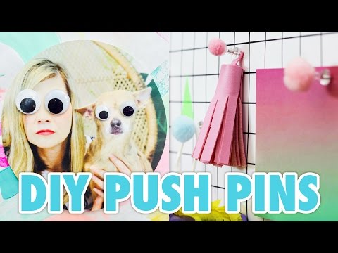 Part of a video titled Office Hacks: 6 DIY Push Pins - HGTV Handmade - YouTube