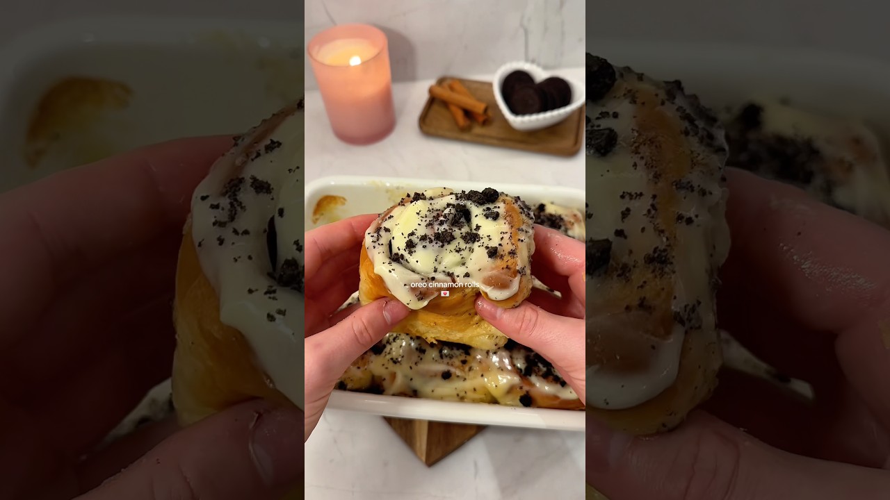 Oreo Cinnamon Rolls!!🤍🖤 #baking #bakingrecipe #cinnamonrolls #oreo # oreocinnamonrolls #recipe