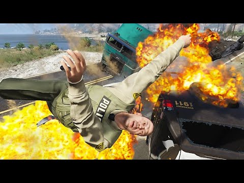 GTA 5 CRAZY CLOSE UP SEMI TRUCK CRASHES - IMPACT COMPILATION #13