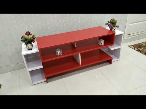Free standing particle board gbm modern wooden tv unit , red...
