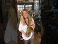 Candy Dulfer checks out a newly made Free Wind alto saxophone