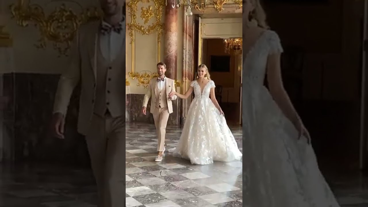 Robe de Mariée Princesse & Costume Beige 3 pièces💎 Collection Prestige par Émie Saint-Germain