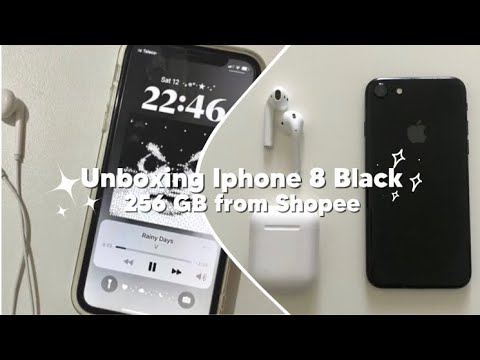 📦aesthetic unboxing iphone 8 black 256gb + accesories from shopee • 2024📦