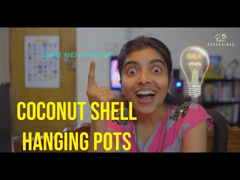 DIY COCONUT SHELL HANGING POTS | HACKS AND SNACKS | YATHISH RAI #youtuber #youtubers #youtubechannel