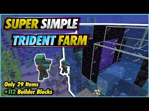 Minecraft Trident / Drowned Farm 🔱 Easy, NO REDSTONE - 1.18/1.17+