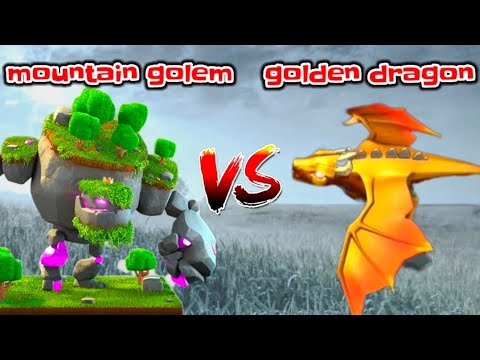 Mountain Golem VS Golden Dragon #coc #clashofclans #crazygamer