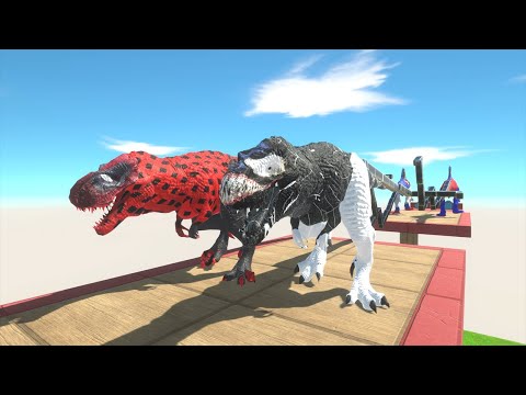 2 vs 2 DEATH OF TUG T-REX VENOM, DEADPOOL vs SPINOSAURUS SUPERHERO - Animal Revolt Battle Simulator
