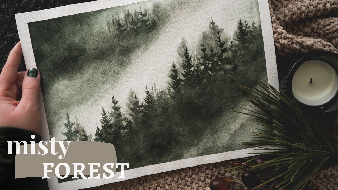Watercolor Misty Forest Painting / Wet on Wet Technique / Step by Step for Beginners