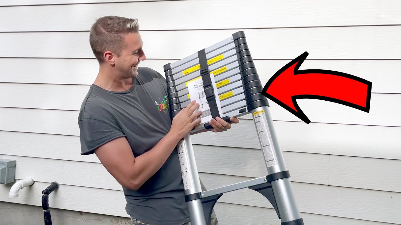 Soctone Telescoping Ladder, 12.5 FT Aluminum Button Retraction Extension Ladder, 330lbs Max - Review