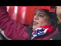 Fans sing the anthem. Atletico de Madrid fans performance Wanda Metropolitano