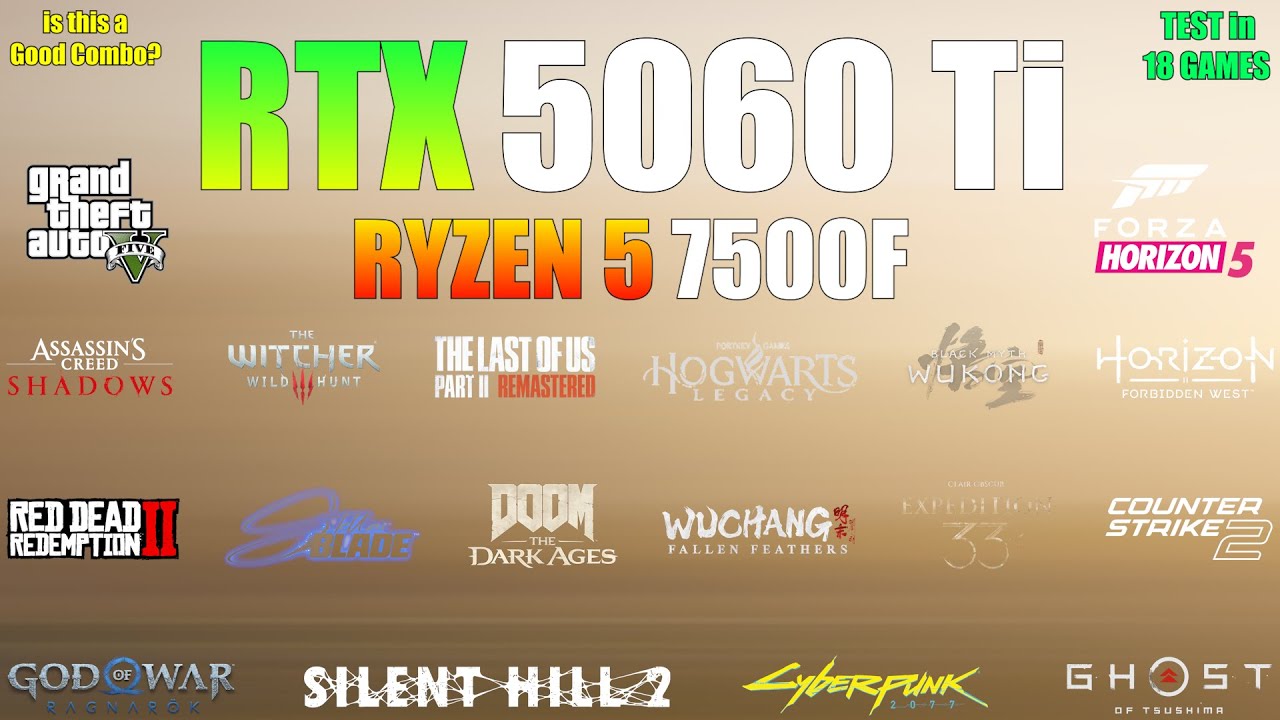 Prestanda i spel — Ryzen 5 7500F + RTX 5060 Ti