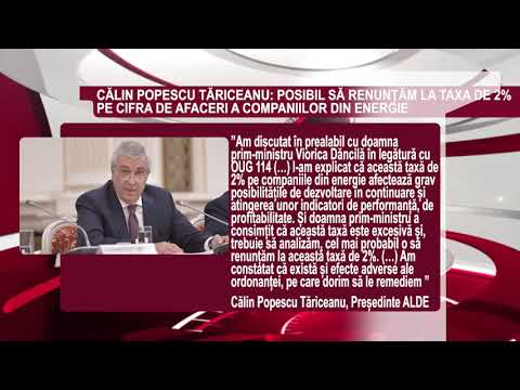 DECLARATIA ZILEI 13 Februarie - Tăriceanu: Posibil să renunțăm la taxa de 2% din energie