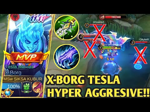 X-BORG TESLA HYPER AGGRESIVE‼️| ENEMY NO MERCY | BEST BUILD X-BORG 2023 | BUILD X-BORG 2023
