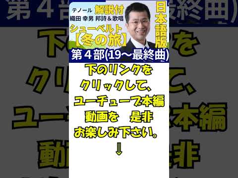 経営学科 冬の旅  第4部(19～最終曲) シューベルト 解説付 日本語カバー 織田幸男 (テノール) まぼろし 道しるべ 宿屋 勇気 三つの太陽 手回しオルガン弾き #歌ってみた #冬の嵐