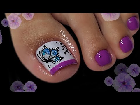 uñas  COLOR VIOLETA 💜/diseño de uñas con MARIPOSA 🦋# nailart
