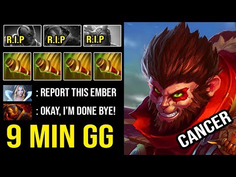 HOW TO MAKE ALL ENEMY RAGE QUIT - 9MIN GG 100% FAST DODGE 8K MMR MONKEY KING MID 7.23E DOTA 2