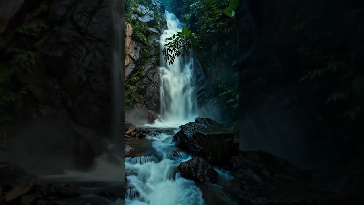 Don’t Scroll… Feel the Power of Nature 🌊 #nature #waterfall #sleep