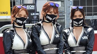 スーパーGT2021 第2戦 富士㊵ 石原未梨さん 新谷桐子さん 北川みこさん LEON RACING LADY2021 美人レースクイーン LEON PYRAMID AMG