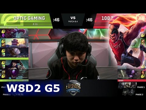 OpTic Gaming vs 100 Thieves | Week 8 Day 2 of S8 NA LCS Spring 2018 | OPT vs 100 W8D2 G5