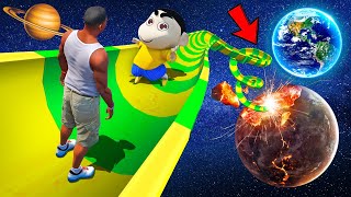 SHINCHAN AND FRANKLIN TRIED LONGEST WATER SLIDE FROM SPACE CHALLENGE GTA 5