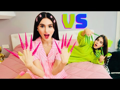 MORNING ROUTINE CON LE UNGHIE ARTIGLI PIÙ LUNGHE AL MONDO!!ROSA vs VERDE🩷💚➖by Charlotte M.