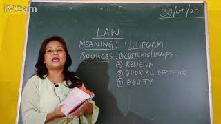 Class 11 Political Science  Chapter 5 -  Law - Part - 1 -  Meaning And Sources Of Law