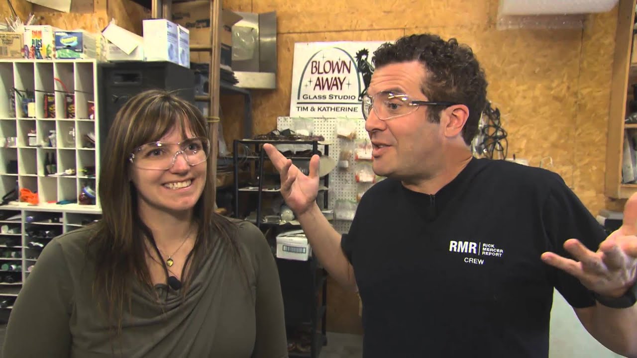 Rick Mercer blowing glass at Blown Away Glass Studio in Elora
