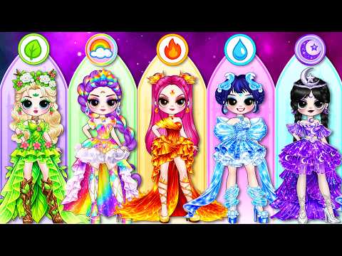 K-Pop Demon Hunters: Rumi, Zoey & Mira Turn Into Elements Fashion! | DIY Fashion Paper Dolls