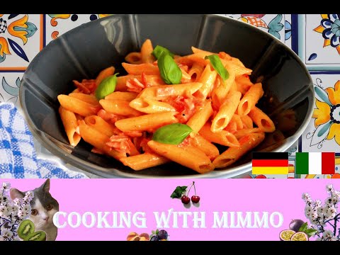 Penne al Baffo mit Schinken und Pecorino Käse , Penne al Baffo con prosciuttocotto e pecorino