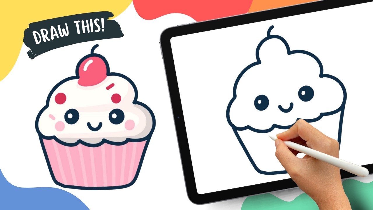 Cupcake - Easy Cartoon Drawing Tutorial
