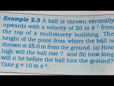 A ball is thrown vertically upwards with a velocity of 20 ms from the top of a multistorey building.