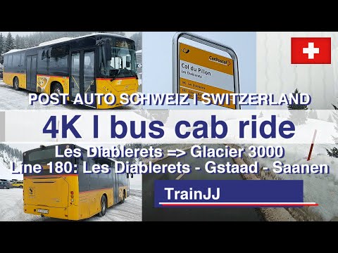 Drivers Eye View Bus Cab Ride | Führerstandsmitfahrt PostAuto Schweiz |Les Diablerets - Glacier 3000
