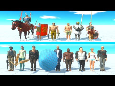 ANCIENT HUMANS Team vs MODERN HUMANS Team - Animal Revolt Battle Simulator ARBS