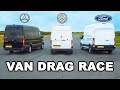 Mercedes Sprinter Vs Ford Transit Vs VW Crafter VAN DRAG RACE