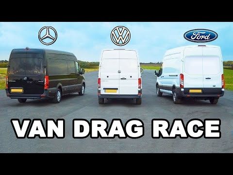 Mercedes Sprinter vs Ford Transit vs VW Crafter - VAN DRAG RACE, ROLLING RACE & BRAKE TEST